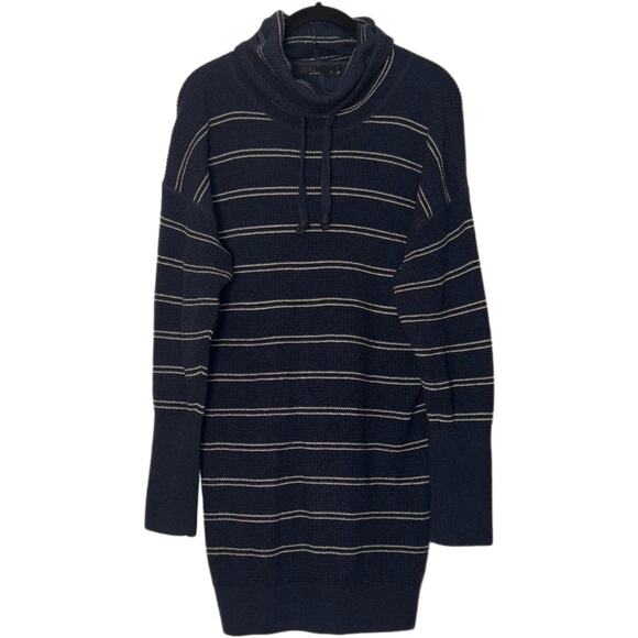 PrAna Milani Dress Nautical Stripe Waffle Knit Funnel Neck Blue Women's Small - Picture 5 of 16